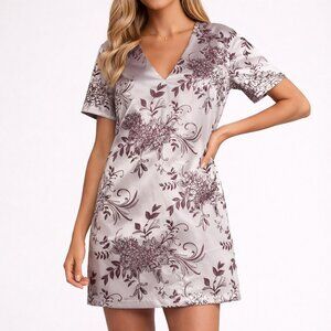 Lulus Go With the Glow Metallic Floral Jacquard Shift Dress – Size M